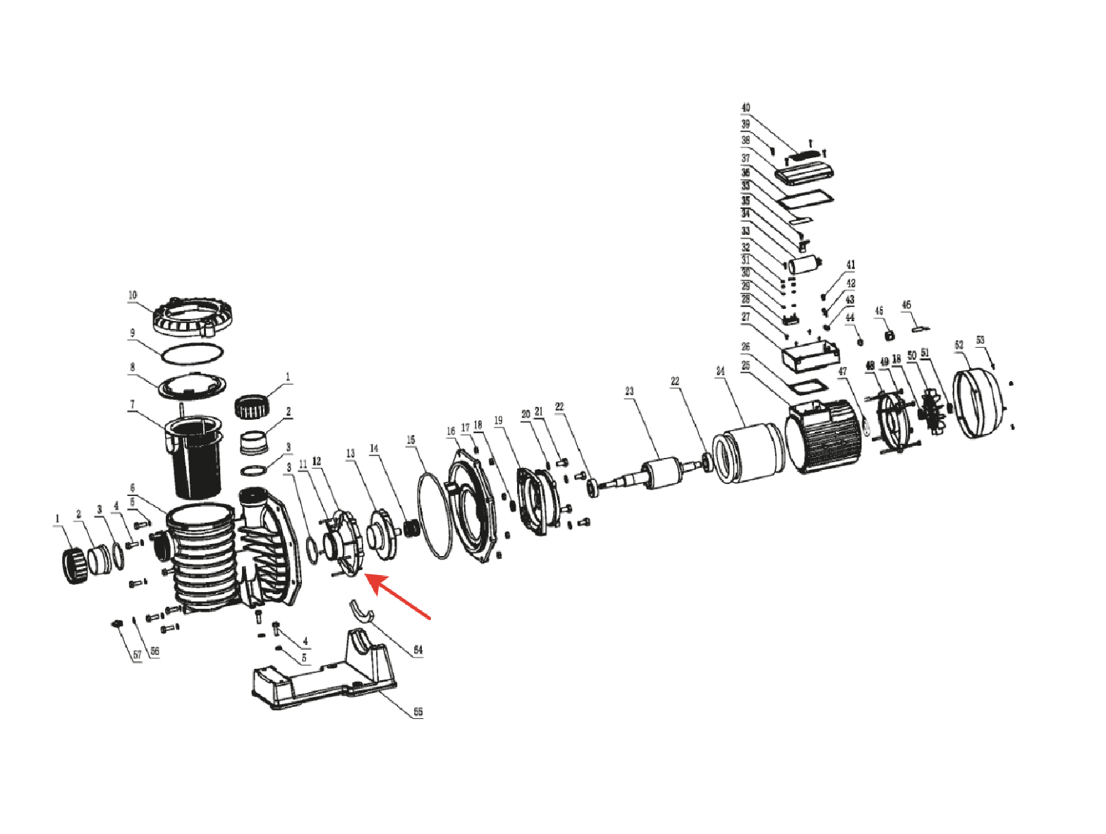 SCPA300T Trifaze Havuz Pompa Difüzörü Uyumlu Yedek Parça
